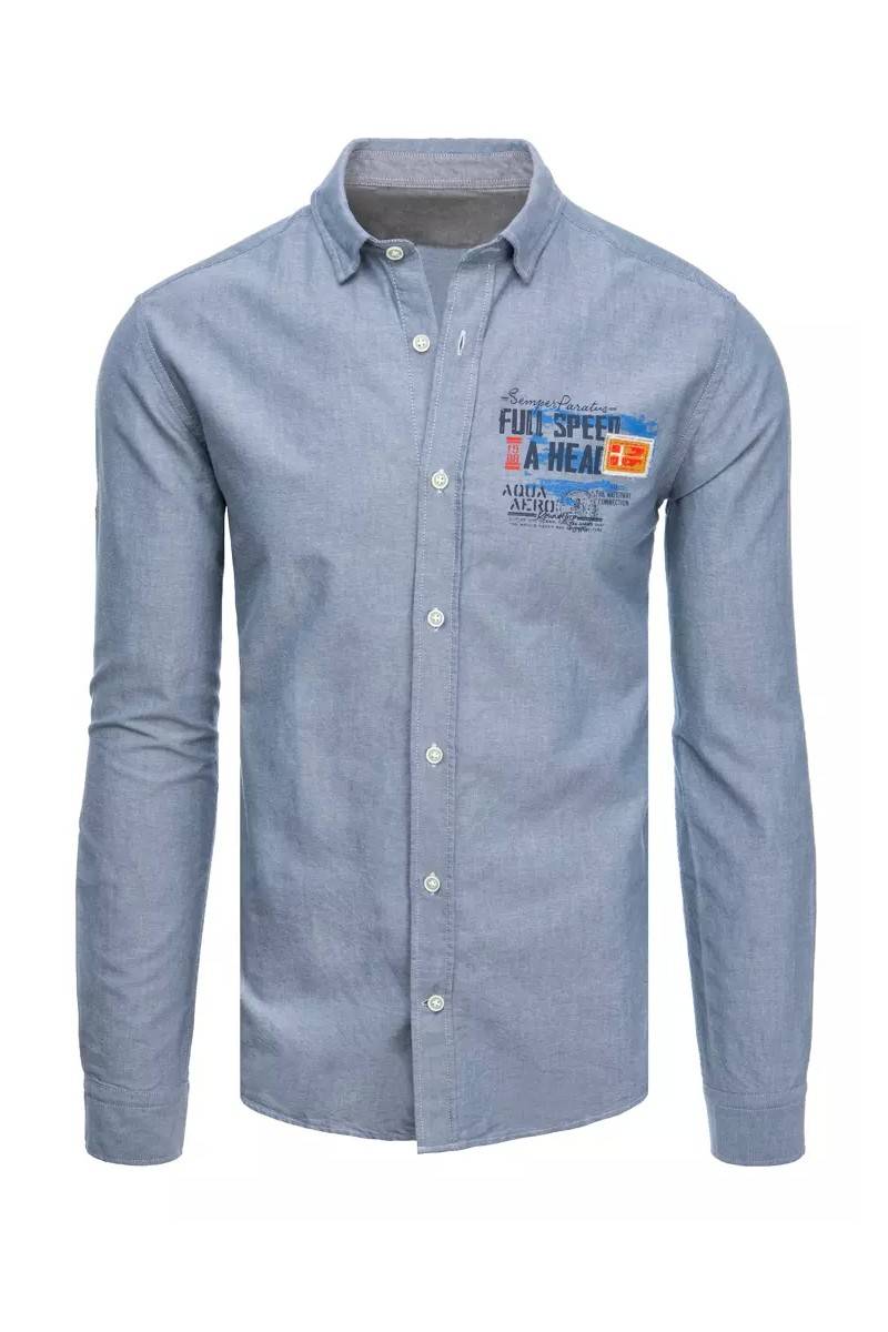 Dstreet DX2284 vyriški mėlyni marškiniai