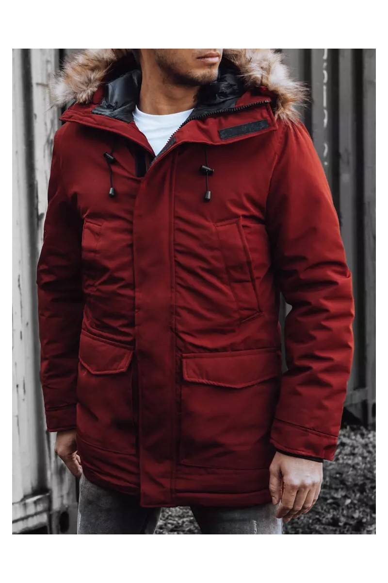Vyriška žieminė striukė su kapišonu raudonos spalvos Dstreet TX4275