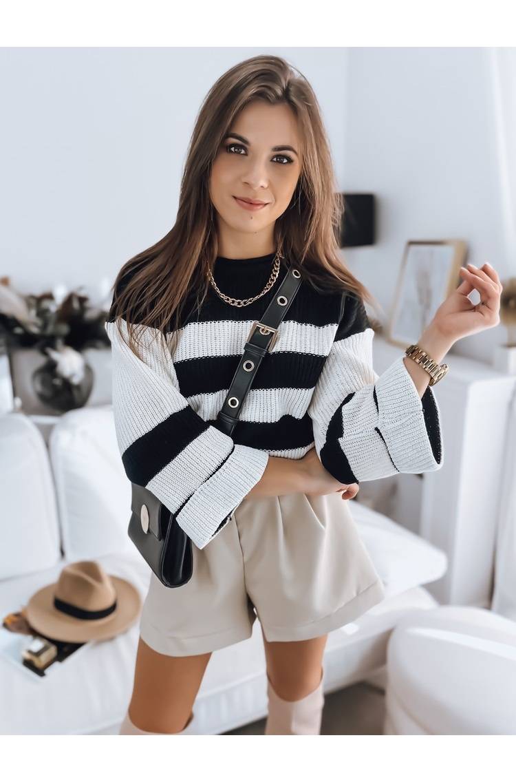 Moteriškas megztinis AMELIA juodos ir baltos spalvos Dstreet