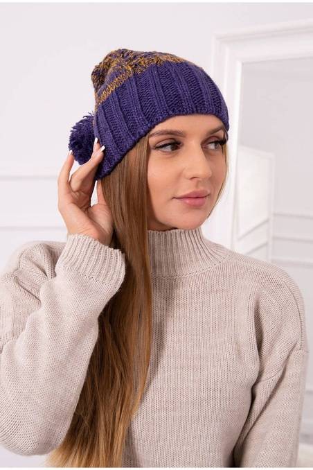 Tamsiai violetinė su medaus spalva moteriška kepurė K213
