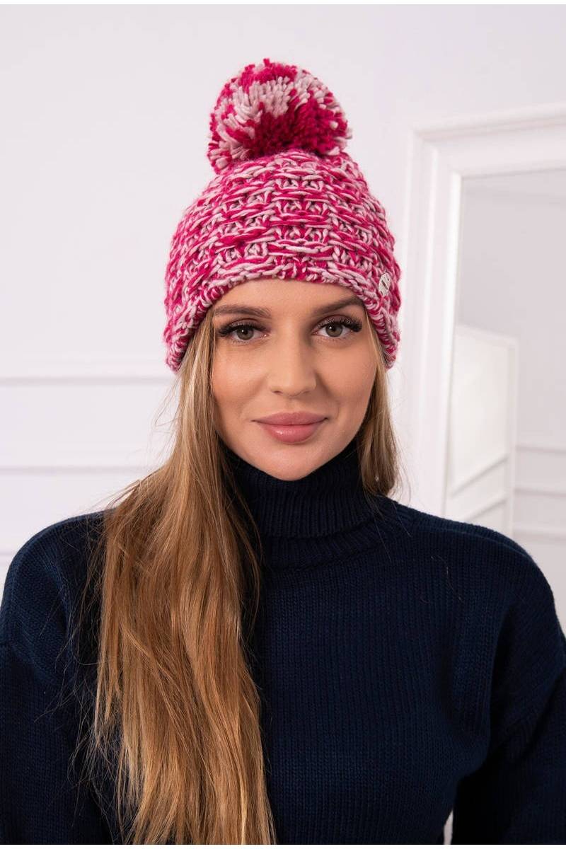 Rožinė marga moteriška kepurė K275