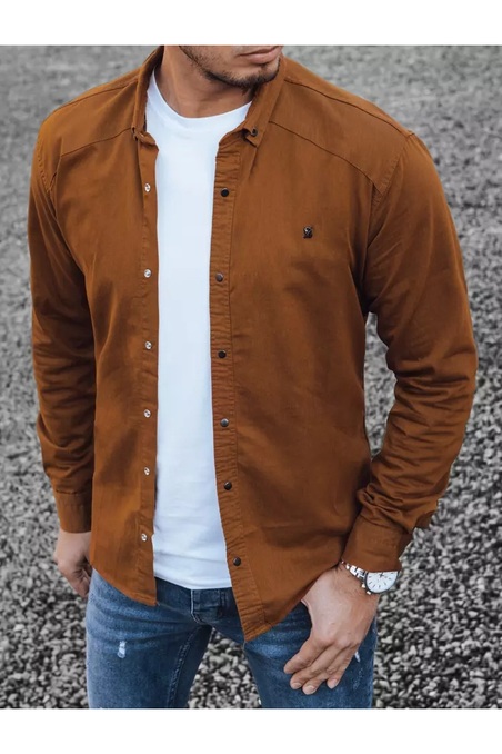Dstreet DX2361 rudos spalvos vyriški marškiniai
