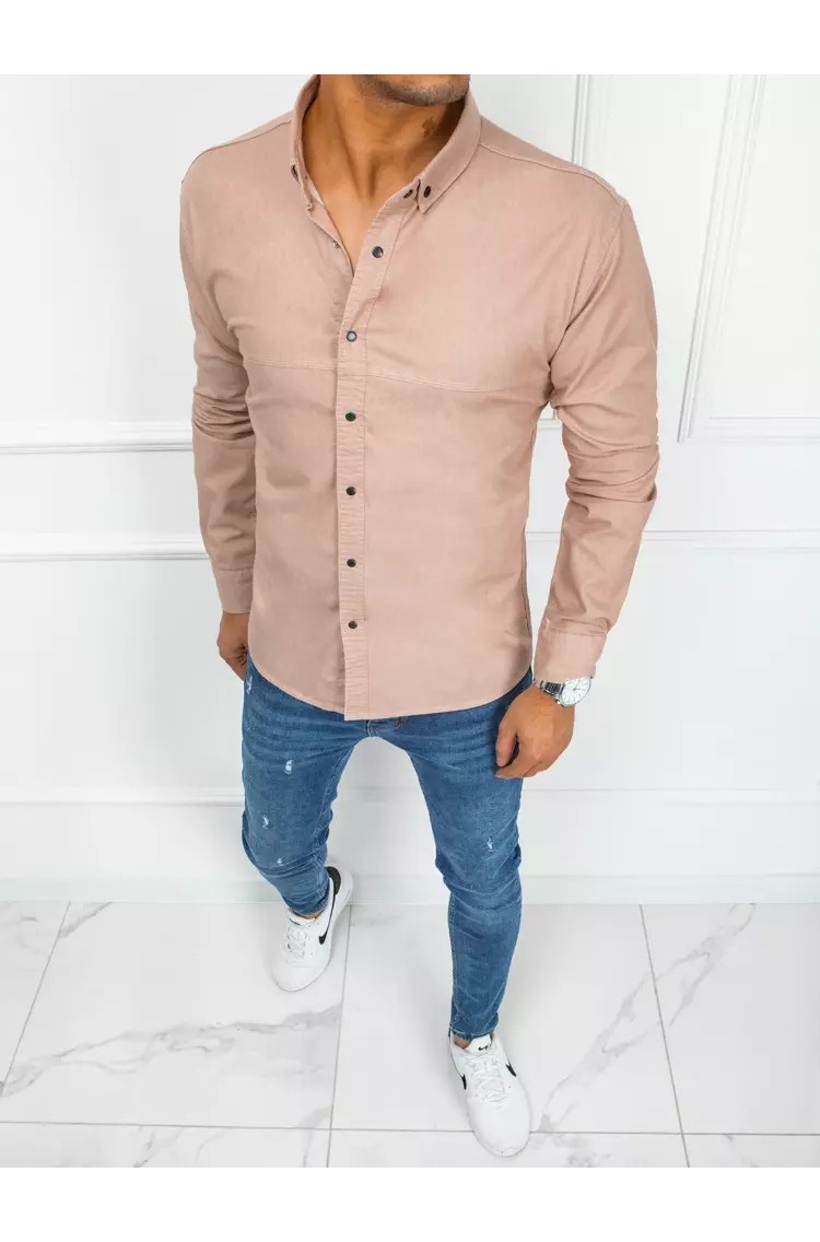 Dstreet DX2367 vyriški elegantiški rožiniai marškiniai