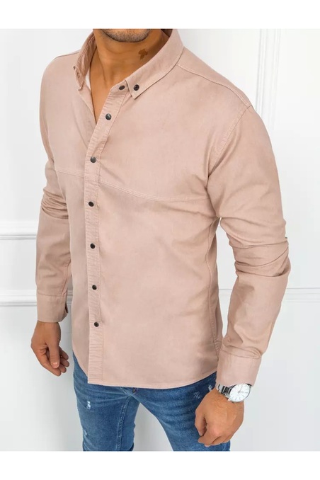 Dstreet DX2367 vyriški elegantiški rožiniai marškiniai