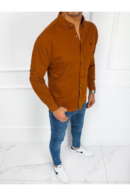 Dstreet DX2368 vyriški elegantiški rudos spalvos marškinėliai