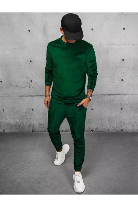 Vyriškas žalios spalvos veliūrinis sportinis kostiumas Dstreet AX0709