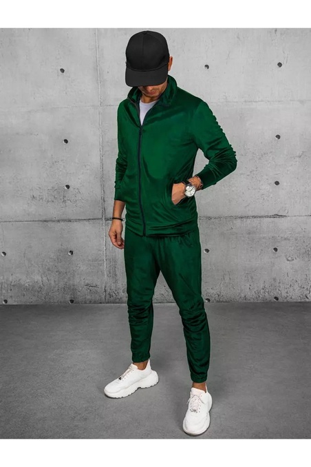 Vyriškas žalios spalvos veliūrinis sportinis kostiumas Dstreet AX0713