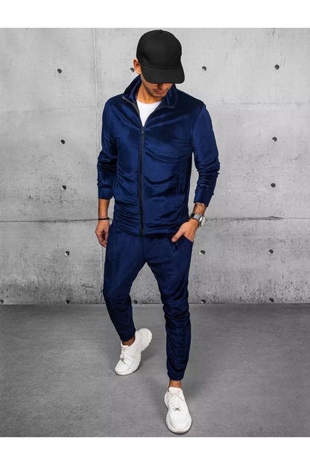 Vyriškas tamsiai mėlynos spalvos veliūrinis sportinis kostiumas Dstreet AX0714
