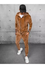 Vyriškas rudos spalvos veliūrinis sportinis kostiumas Dstreet AX0719