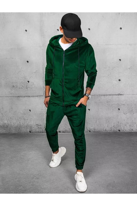 Vyriškas žalios spalvos veliūrinis sportinis kostiumas Dstreet AX0720