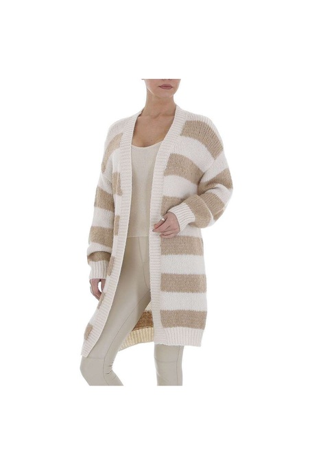 Baltos ir smėlio spalvos moteriškas megztinis KL-SC-244-beige