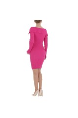 Rožinė trumpa megzta suknelė KL-FX1-1-fuschia