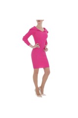 Rožinė trumpa megzta suknelė KL-FX1-1-fuschia