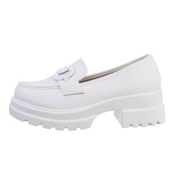 Balti moteriški platforminiai batai CH832-white