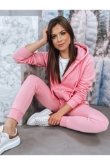 Rožinis moteriškas džemperis su užtrauktuku DS-by1072z