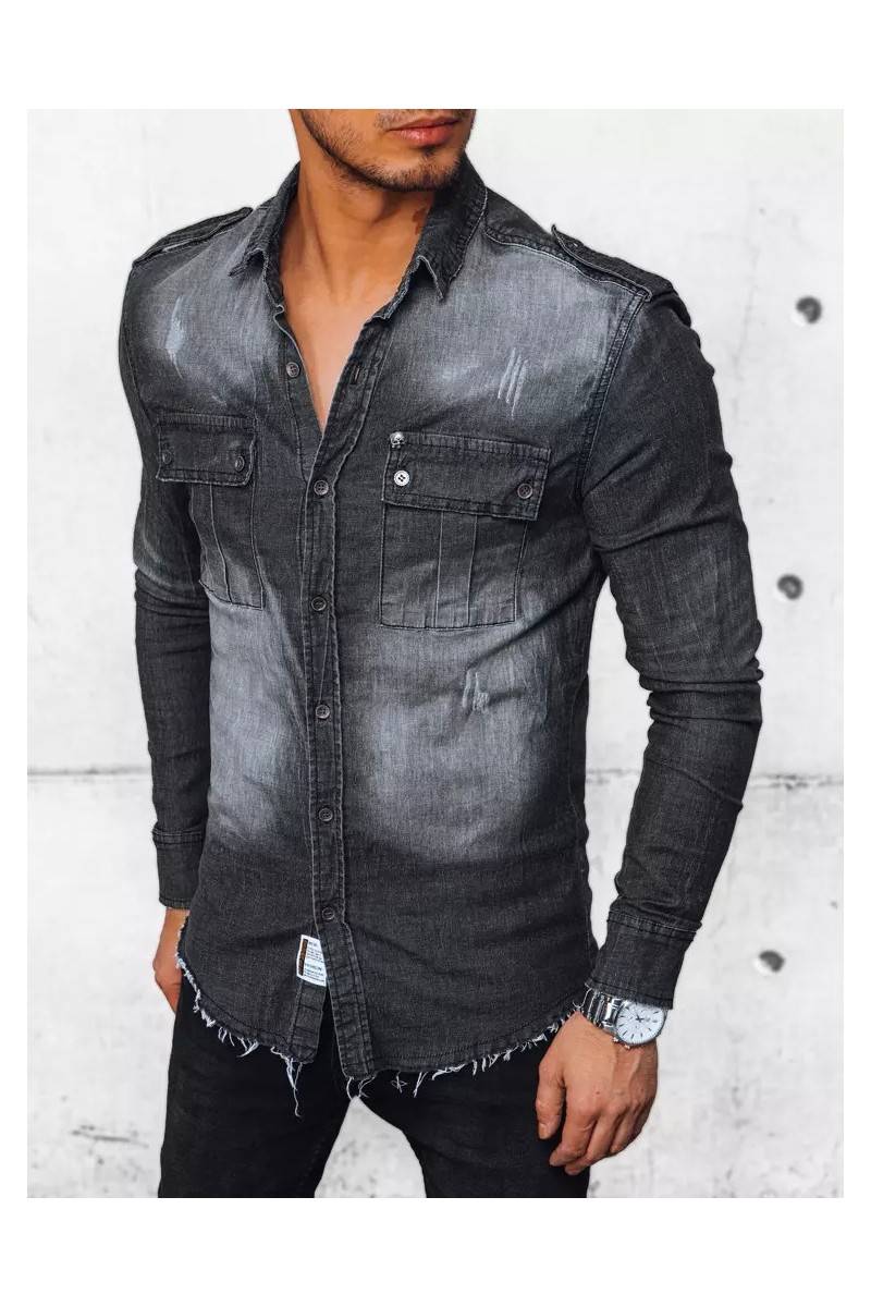Vyriški juodi džinsiniai marškiniai Dstreet DX2380