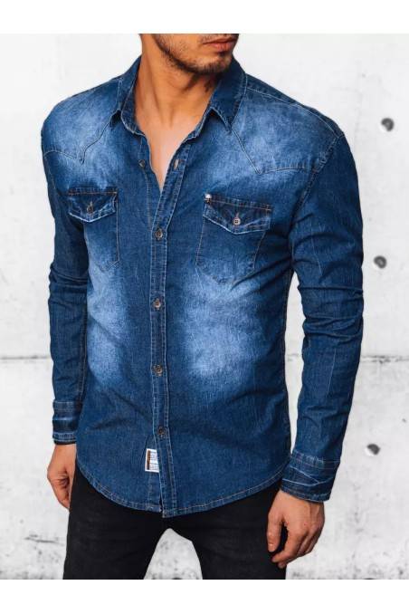 Vyriški mėlyni džinsiniai marškiniai Dstreet DX2382