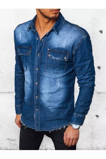 Vyriški mėlyni džinsiniai marškiniai Dstreet DX2383