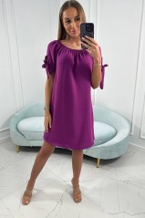 Tamsiai violetinė suknelė trumpom rankovėm KES-24217-3320