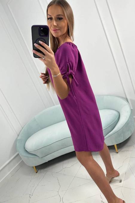 Tamsiai violetinė suknelė trumpom rankovėm KES-24217-3320
