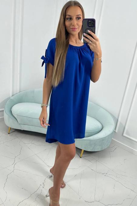 Mėlyna suknelė trumpom rankovėm KES-24221-3320