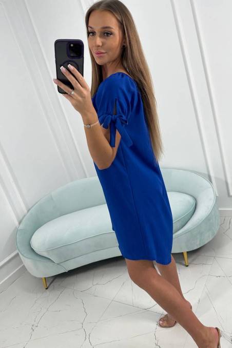 Mėlyna suknelė trumpom rankovėm KES-24221-3320