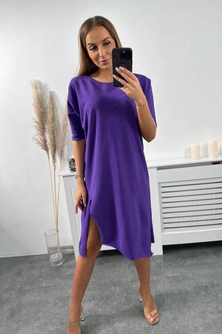 Violetinė suknelė su skeltuku KES-24426-9335