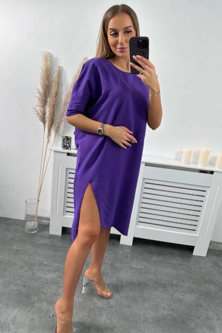 Violetinė suknelė su skeltuku KES-24426-9335