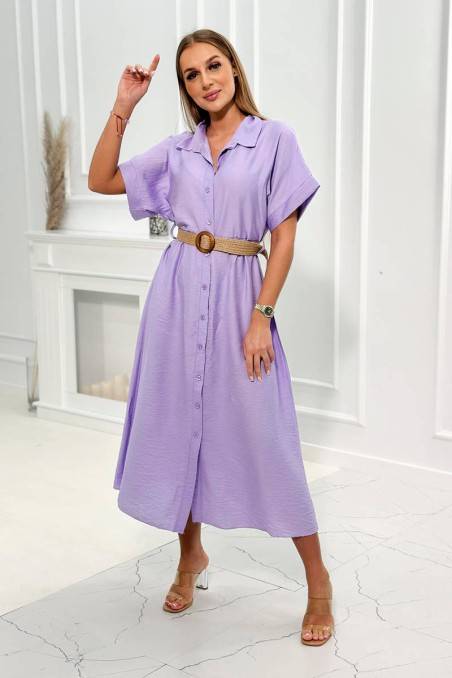 Violetinė suknelė trumpom rankovėm KES-24566-2117