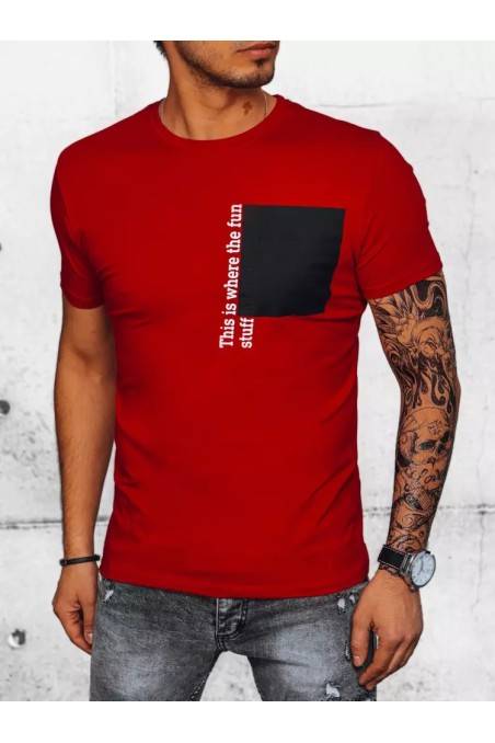 Raudoni vyriški marškinėliai su raštu Dstreet RX5062