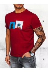 Vyriški bordo spalvos marškinėliai su raštu Dstreet RX5068