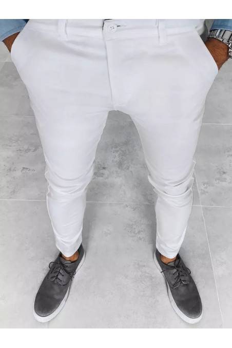 Vyriškos paprastos chino kelnės baltos Dstreet UX3961