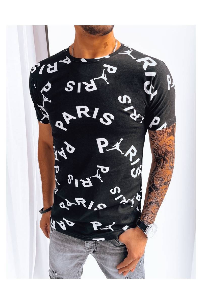 Juodi vyriški marškinėliai su raštu Dstreet RX5117