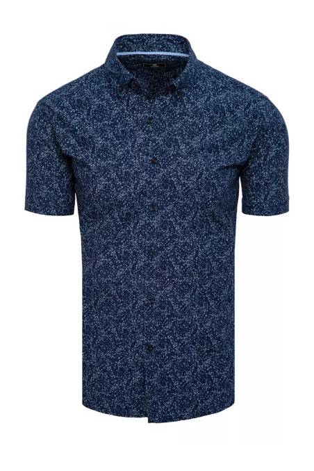 Vyriški marškiniai trumpomis rankovėmis tamsiai mėlyni Dstreet KX1017