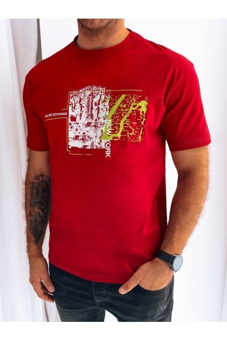 Raudoni vyriški marškinėliai su raštu Dstreet RX5217