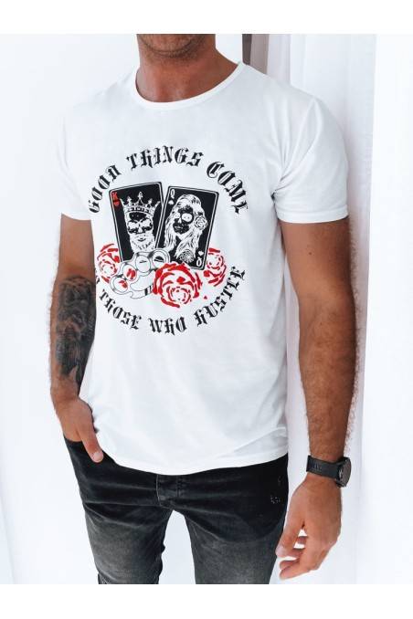 Balti vyriški marškinėliai su raštu Dstreet RX5257