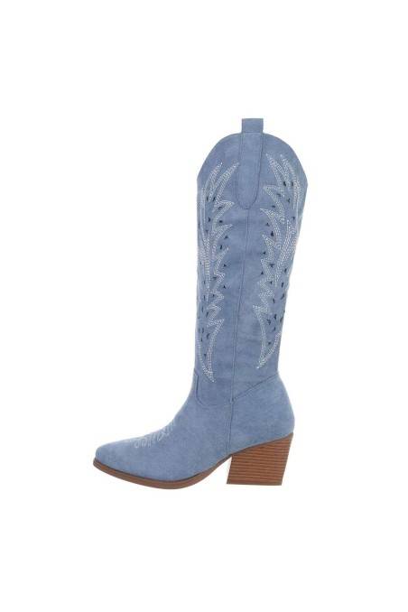 Mėlynos spalvos kaubojiški batai moterims DE1165-1-bluesuede