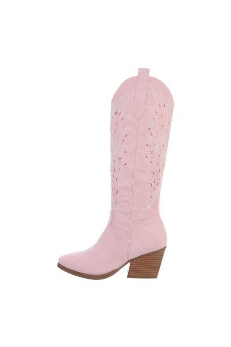 Rožinės spalvos kaubojiški batai moterims DE1165-1-pinksuede