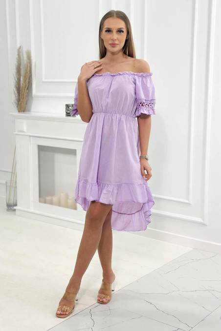 Violetinė suknelė trumpom rankovėm KES-24769-7301