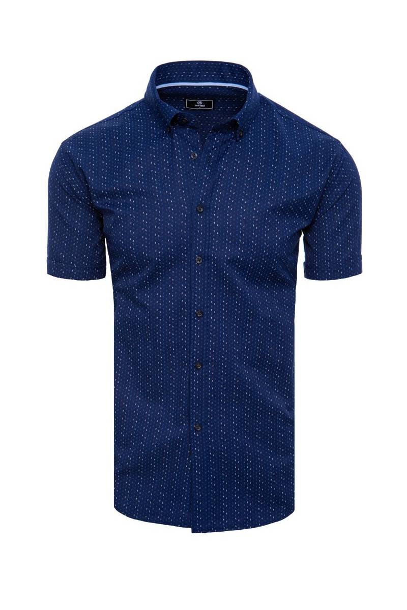 Vyriški marškiniai trumpomis rankovėmis tamsiai mėlyni Dstreet KX1010