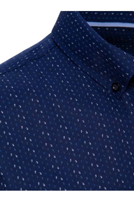 Vyriški marškiniai trumpomis rankovėmis tamsiai mėlyni Dstreet KX1010
