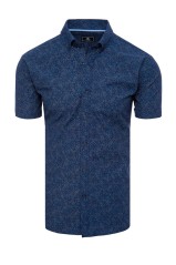 Vyriški marškiniai trumpomis rankovėmis tamsiai mėlyni Dstreet KX1019