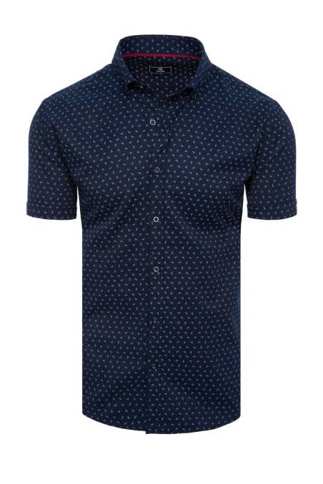 Vyriški marškiniai trumpomis rankovėmis tamsiai mėlyni Dstreet KX1024