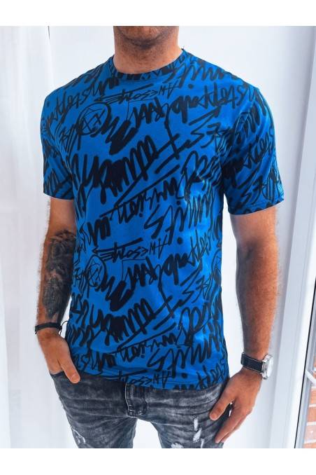 Dstreet mėlyni vyriški marškinėliai su raštu RX5266