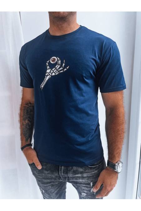 Vyriški tamsiai mėlyni marškinėliai su raštu Dstreet RX5281