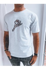 Šviesiai pilki vyriški marškinėliai su raštu Dstreet RX5282