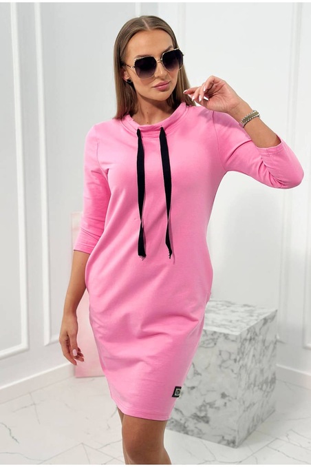 Rožinė suknelė su 3/4 rankovėmis KES-25049-9438