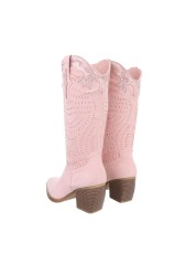 Rožinės spalvos kaubojiški batai moterims DE1128-pinksuede