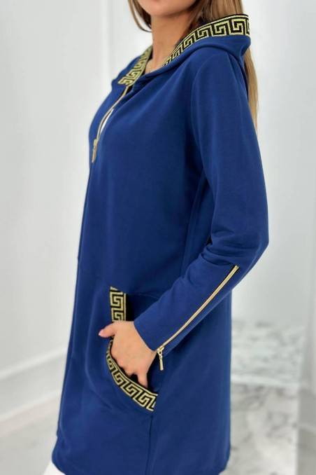 Džemperis su dekoratyvine juostele mėlynos spalvos