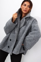 Šviesiai pilkas moteriškas trumpas paltukas FAS-DPMCO40_GREY